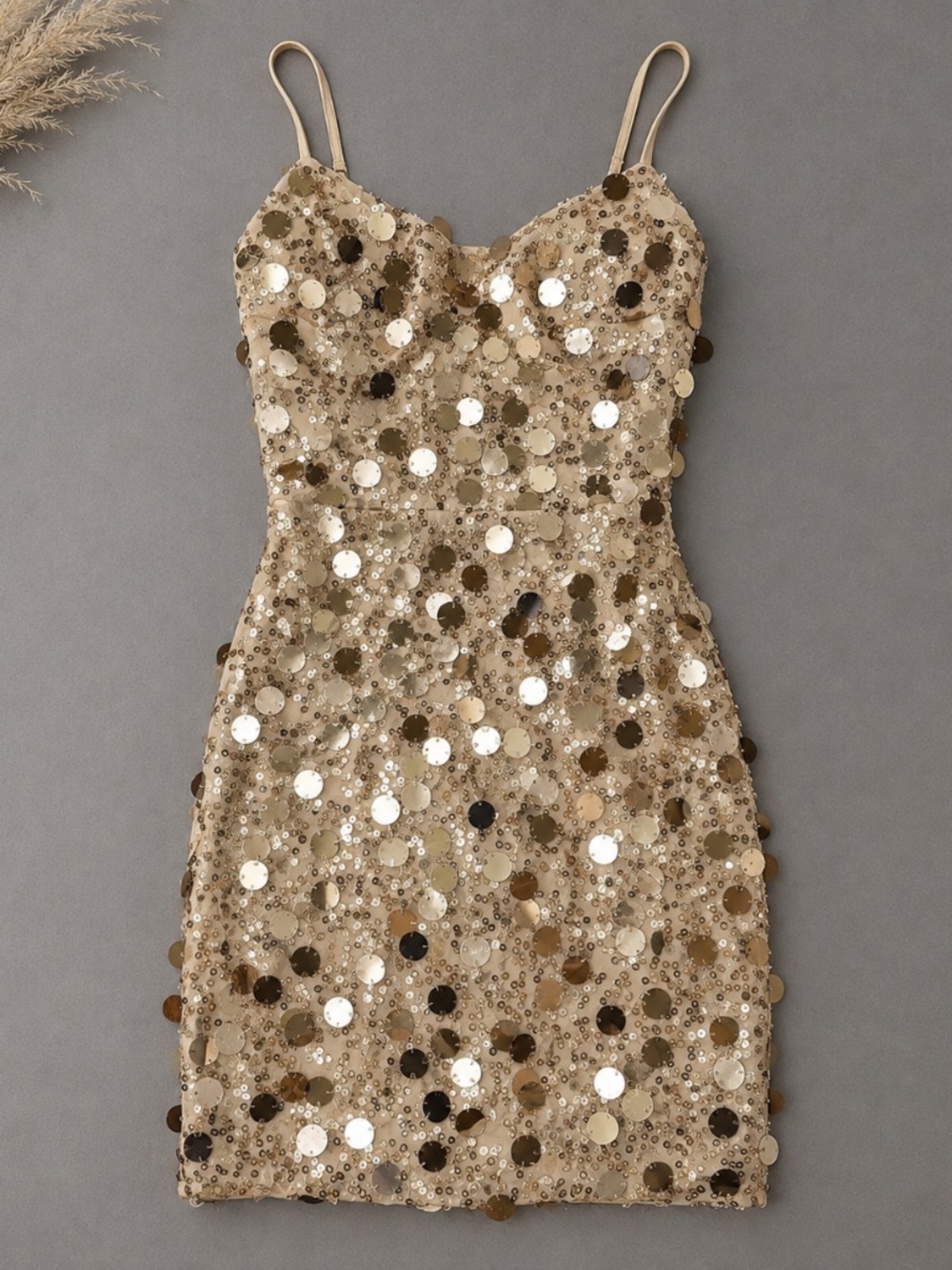 Crystal Doll Gold Sequin Mini Dress Size 3 XS/S